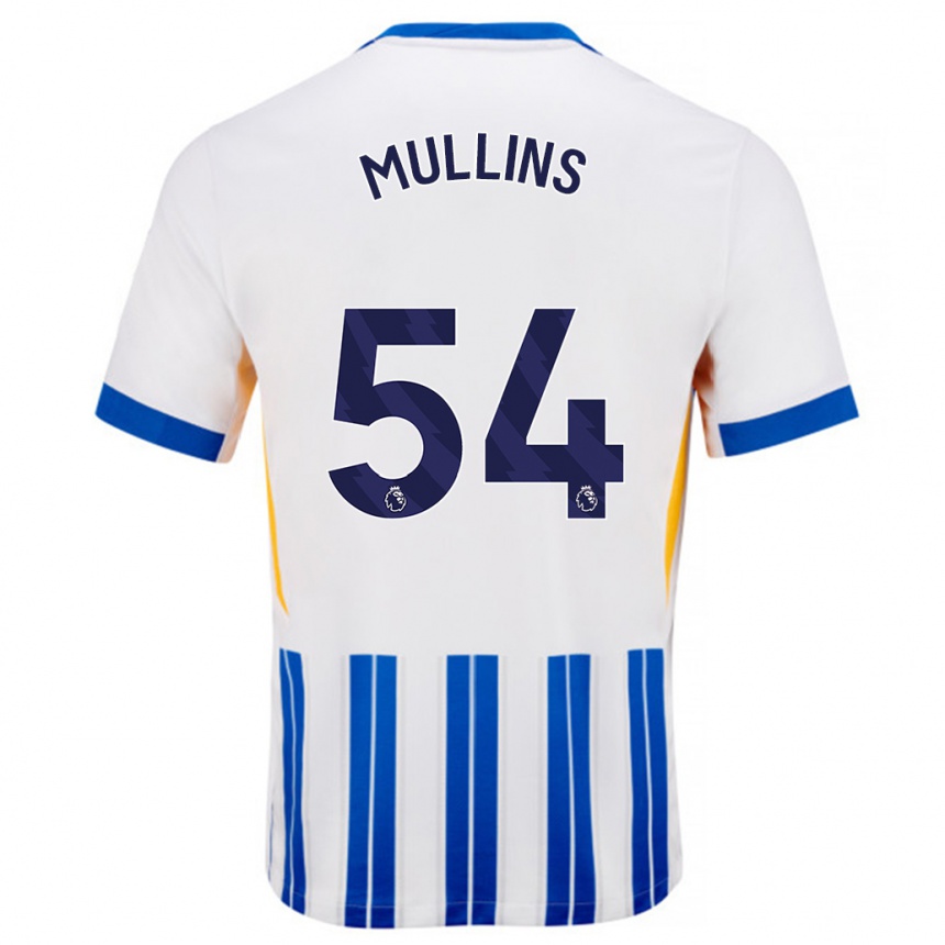 Kids Football Jamie Mullins #54 White Blue Pinstripes Home Jersey 2024/25 T-Shirt Nz