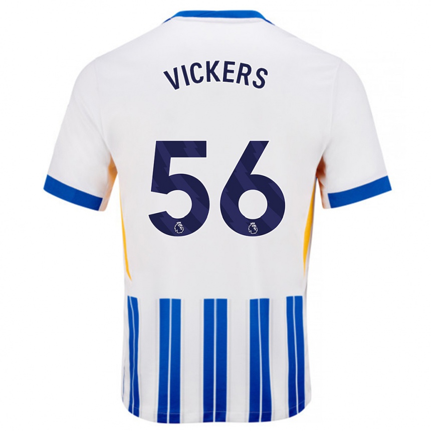 Kids Football Caylan Vickers #56 White Blue Pinstripes Home Jersey 2024/25 T-Shirt Nz