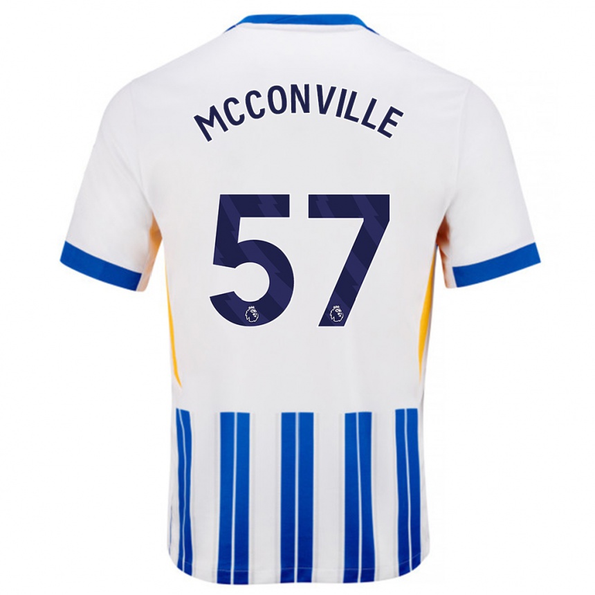 Kids Football Ruairi Mcconville #57 White Blue Pinstripes Home Jersey 2024/25 T-Shirt Nz