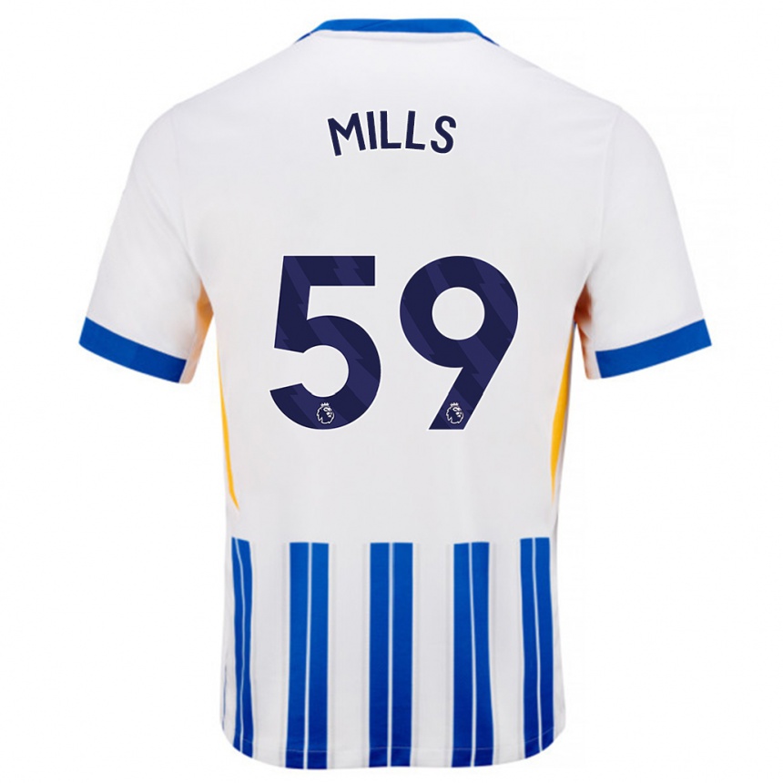 Kids Football Harry Mills #59 White Blue Pinstripes Home Jersey 2024/25 T-Shirt Nz