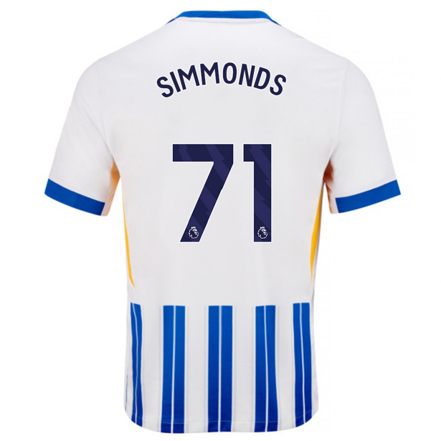 Kids Football Freddie Simmonds #71 White Blue Pinstripes Home Jersey 2024/25 T-Shirt Nz