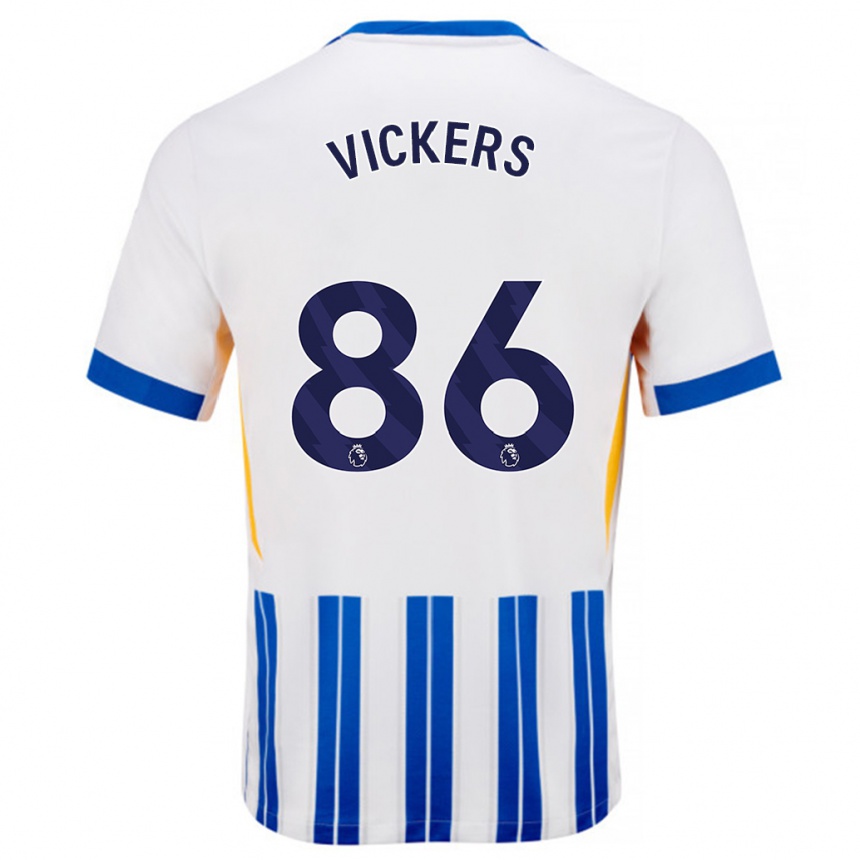 Kids Football Jacob Vickers #86 White Blue Pinstripes Home Jersey 2024/25 T-Shirt Nz