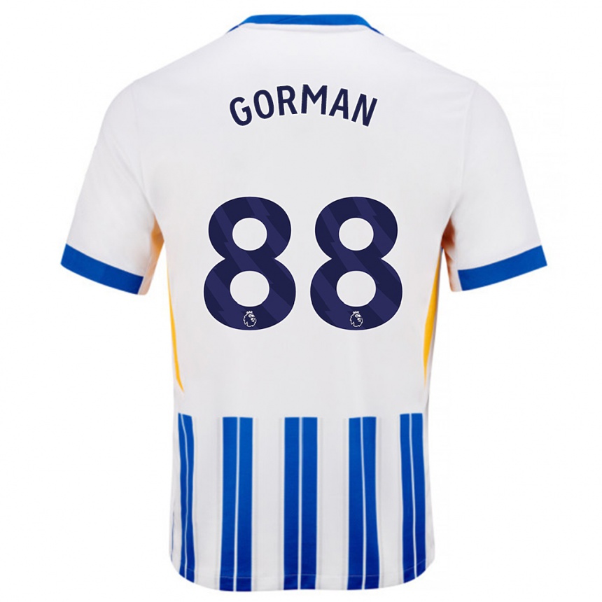 Kids Football Ronnie Gorman #88 White Blue Pinstripes Home Jersey 2024/25 T-Shirt Nz