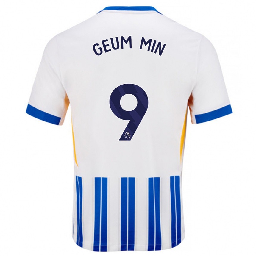 Kids Football Lee Geum-Min #9 White Blue Pinstripes Home Jersey 2024/25 T-Shirt Nz