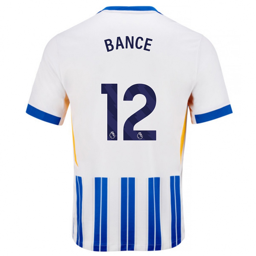 Kids Football Libby Bance #12 White Blue Pinstripes Home Jersey 2024/25 T-Shirt Nz