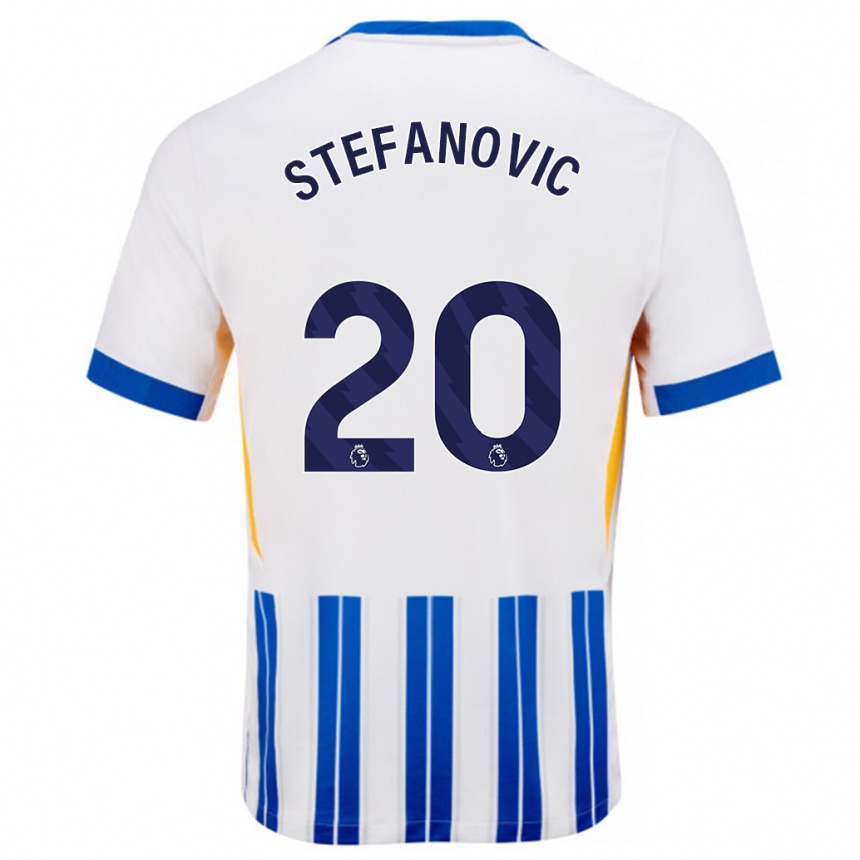 Kids Football Dejana Stefanović #20 White Blue Pinstripes Home Jersey 2024/25 T-Shirt Nz