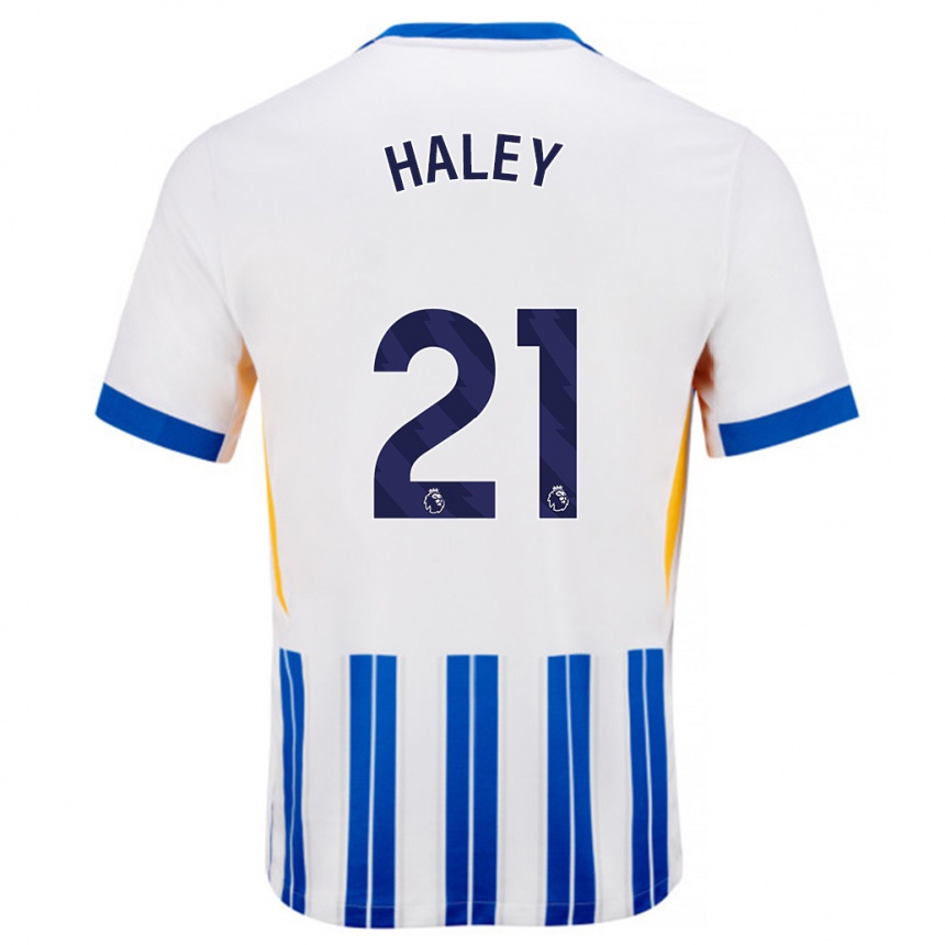 Kids Football Madison Haley #21 White Blue Pinstripes Home Jersey 2024/25 T-Shirt Nz