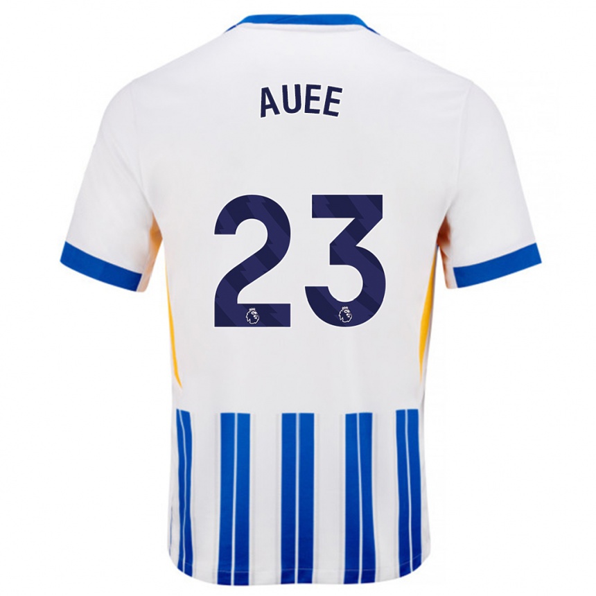 Kids Football Marit Auée #23 White Blue Pinstripes Home Jersey 2024/25 T-Shirt Nz