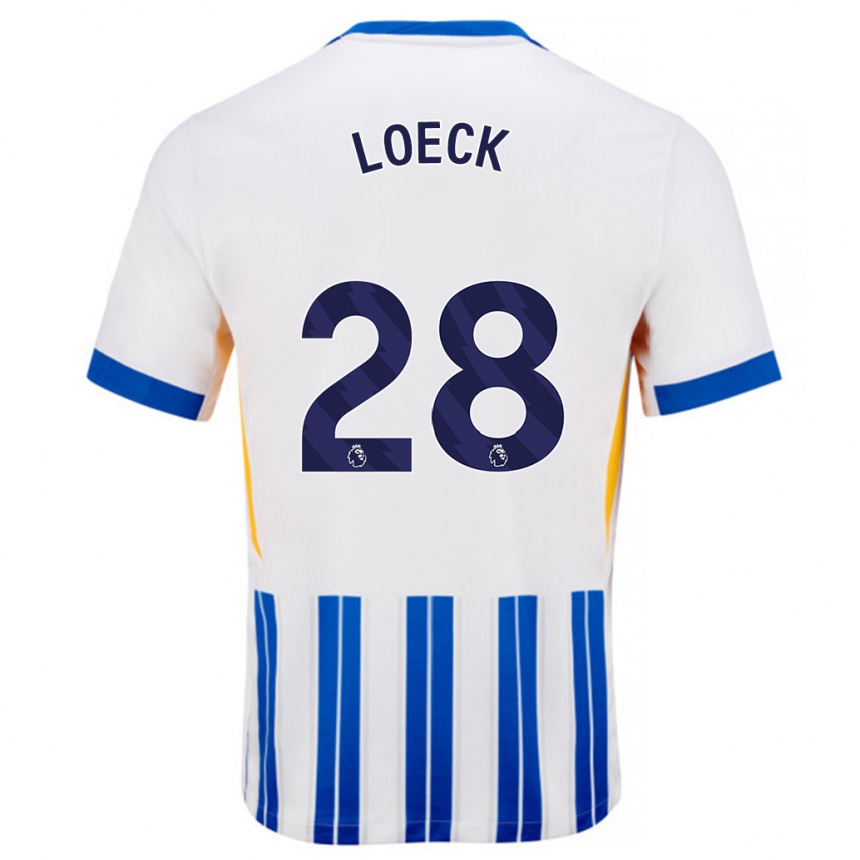 Kids Football Melina Loeck #28 White Blue Pinstripes Home Jersey 2024/25 T-Shirt Nz