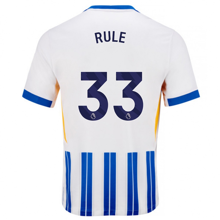 Kids Football Charlize Jayde Rule #33 White Blue Pinstripes Home Jersey 2024/25 T-Shirt Nz