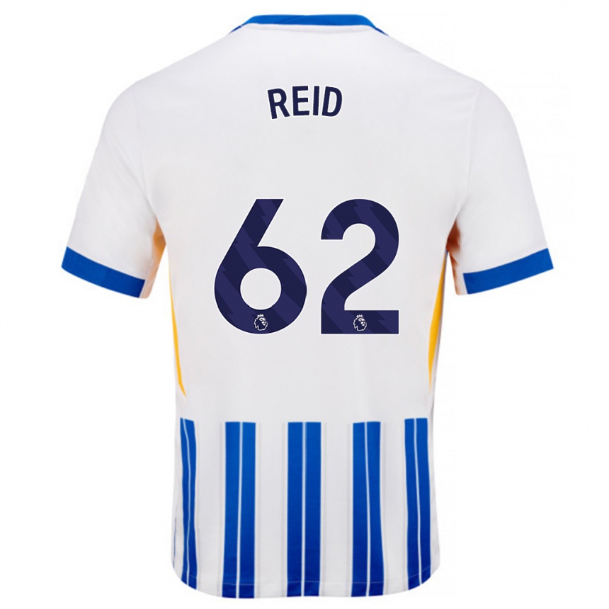 Kids Football Tommy Reid #62 White Blue Pinstripes Home Jersey 2024/25 T-Shirt Nz