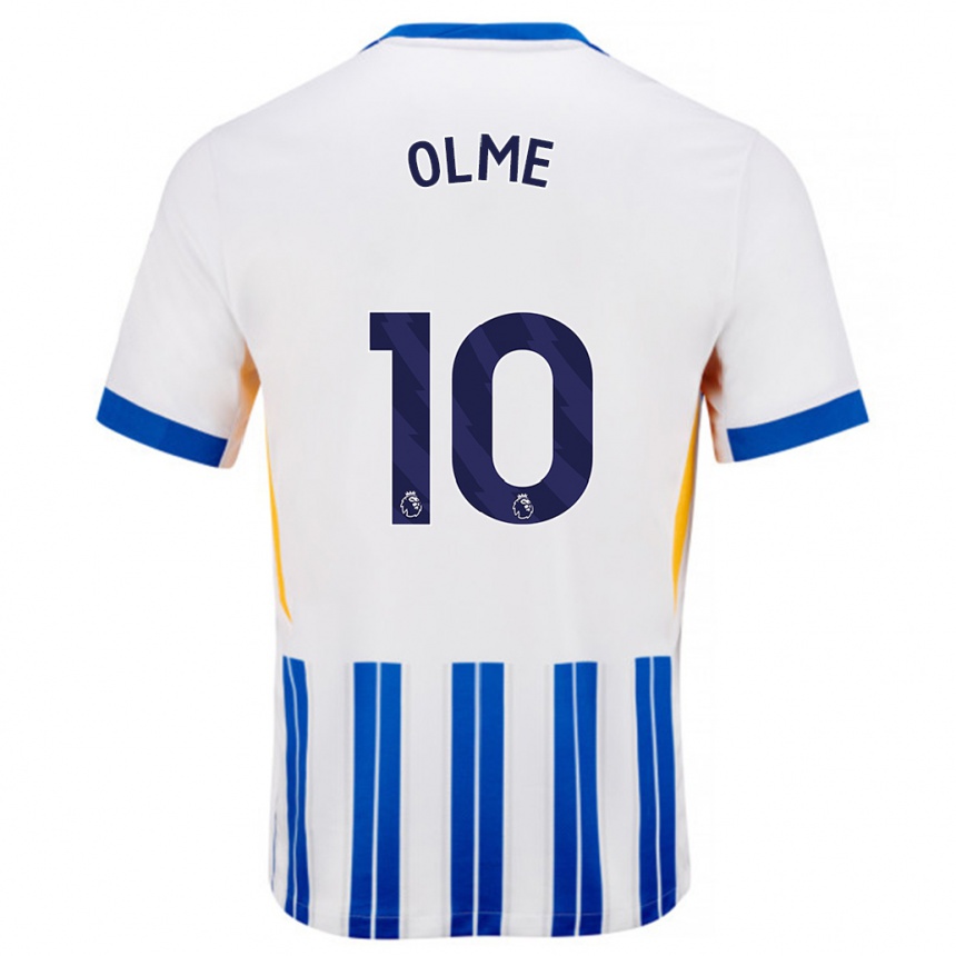 Kids Football Julia Margareta Zigiotti Olme #10 White Blue Pinstripes Home Jersey 2024/25 T-Shirt Nz