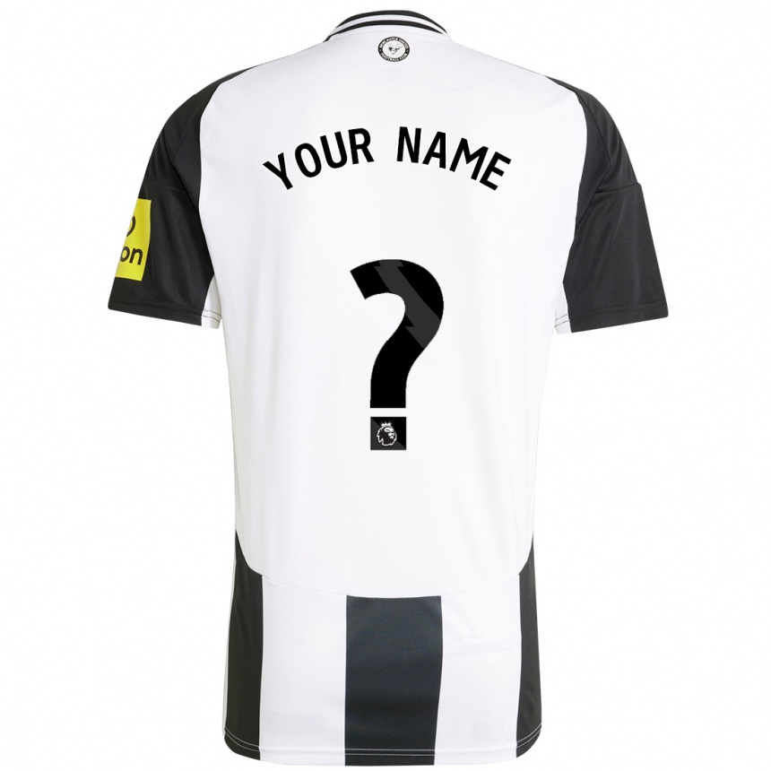 Kids Football Your Name #0 White Black Home Jersey 2024/25 T-Shirt Nz