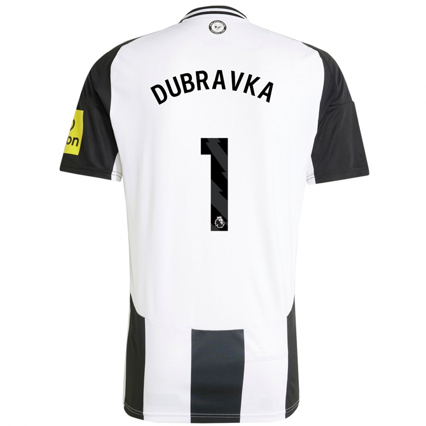 Kids Football Martin Dúbravka #1 White Black Home Jersey 2024/25 T-Shirt Nz