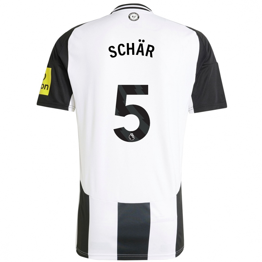 Kids Football Fabian Schär #5 White Black Home Jersey 2024/25 T-Shirt Nz