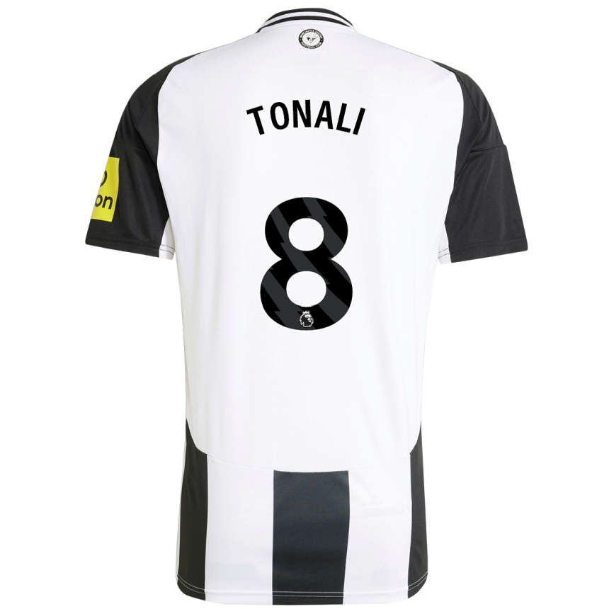 Kids Football Sandro Tonali #8 White Black Home Jersey 2024/25 T-Shirt Nz