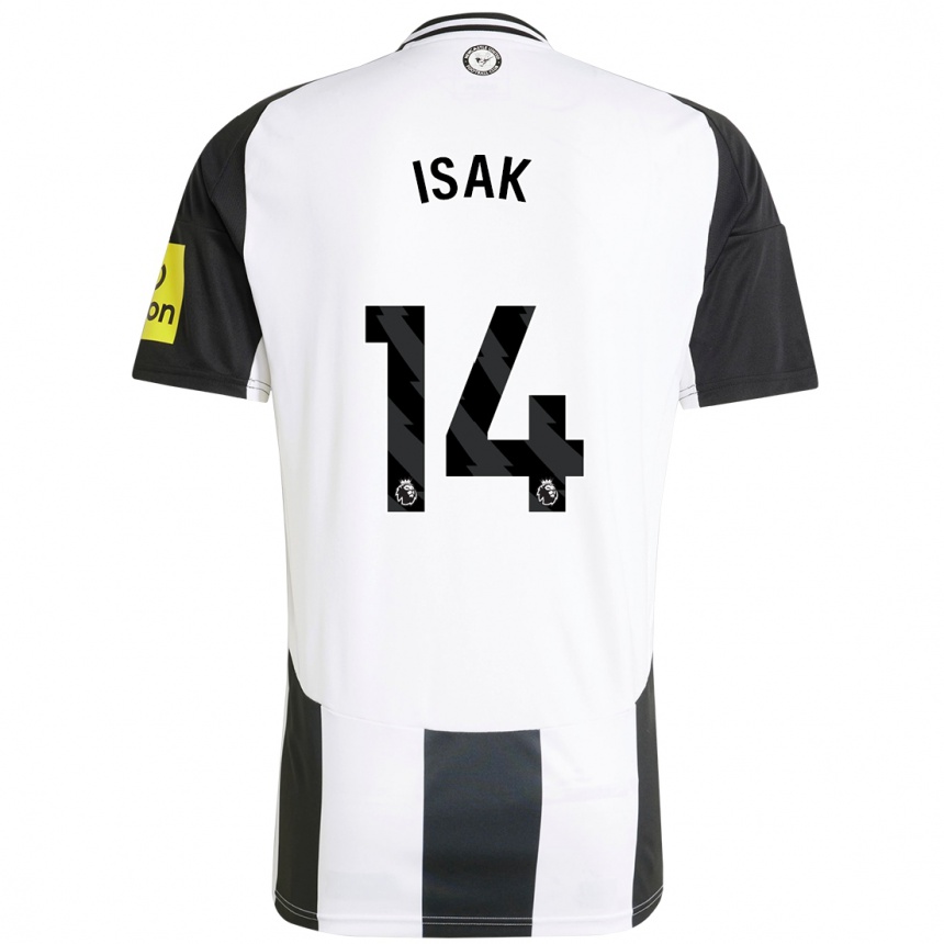 Kids Football Alexander Isak #14 White Black Home Jersey 2024/25 T-Shirt Nz