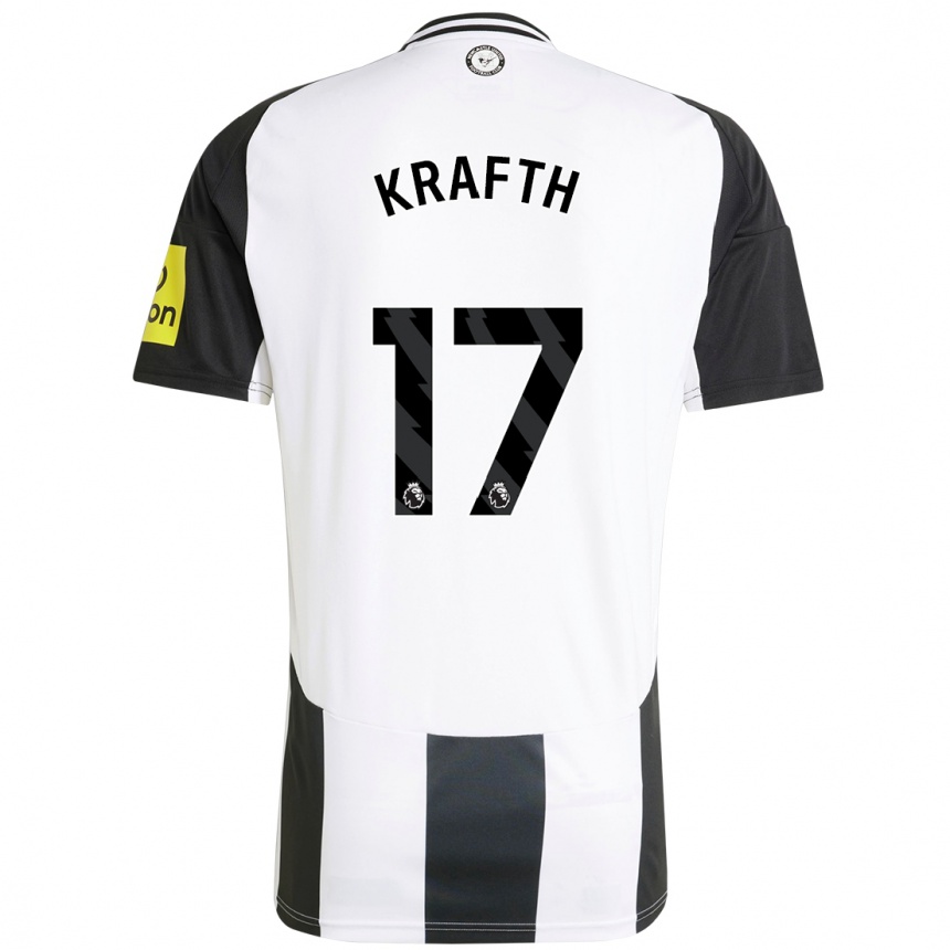 Kids Football Emil Krafth #17 White Black Home Jersey 2024/25 T-Shirt Nz