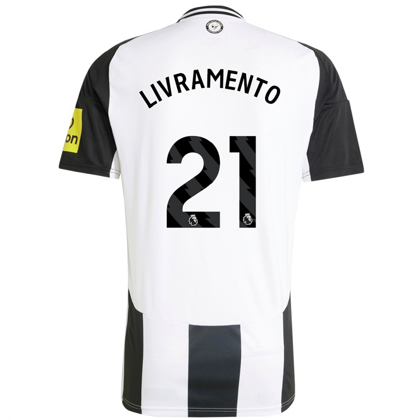 Kids Football Tino Livramento #21 White Black Home Jersey 2024/25 T-Shirt Nz