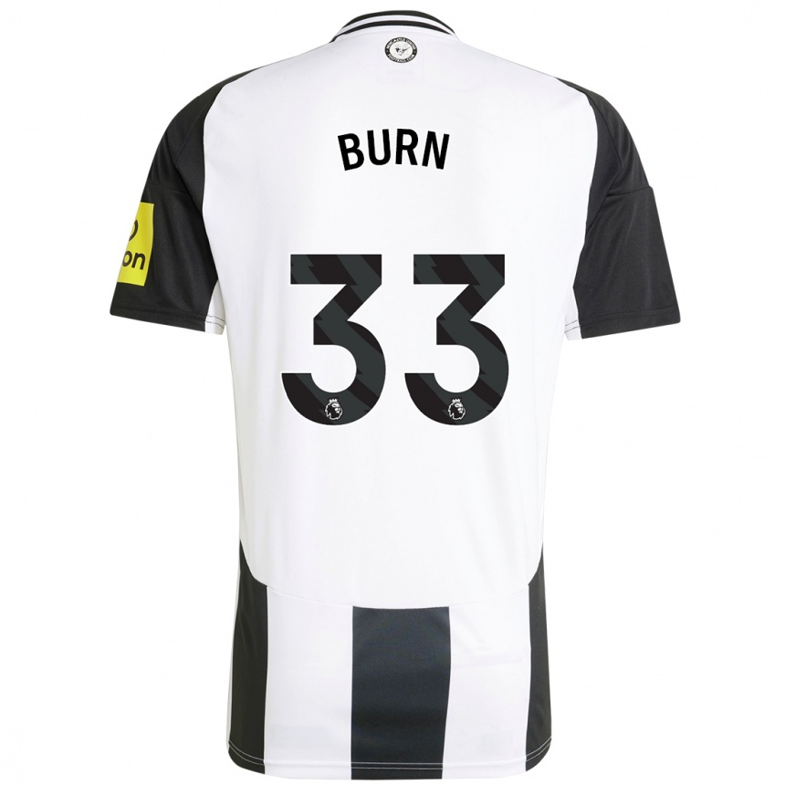 Kids Football Dan Burn #33 White Black Home Jersey 2024/25 T-Shirt Nz