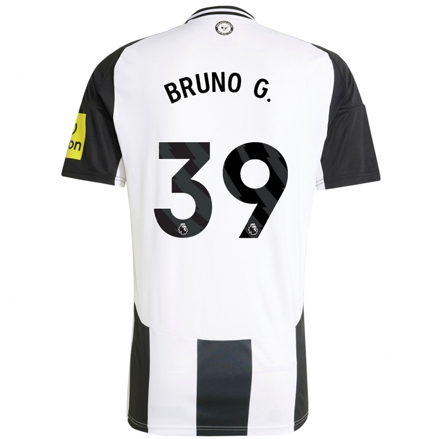 Kids Football Bruno Guimarães #39 White Black Home Jersey 2024/25 T-Shirt Nz