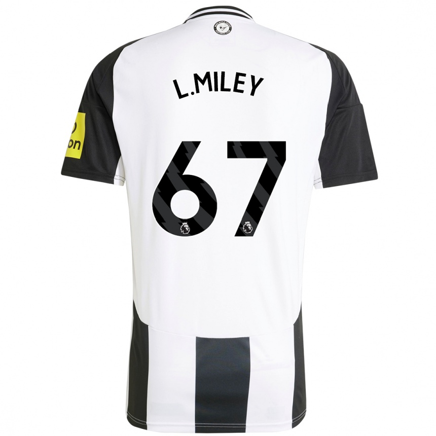 Kids Football Lewis Miley #67 White Black Home Jersey 2024/25 T-Shirt Nz