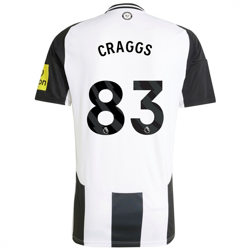 Kids Football Luke Craggs #83 White Black Home Jersey 2024/25 T-Shirt Nz