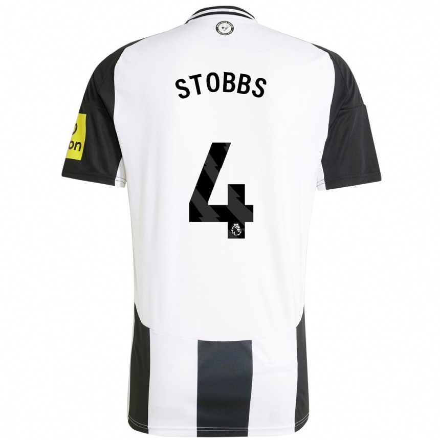 Kids Football Amber-Keegan Stobbs #4 White Black Home Jersey 2024/25 T-Shirt Nz