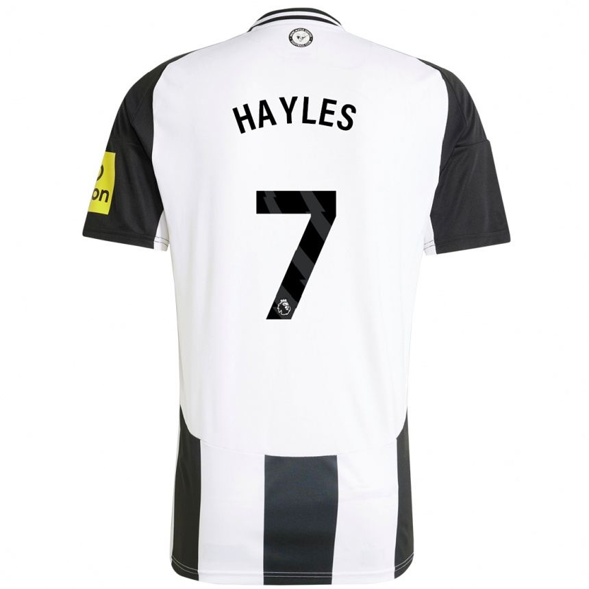 Kids Football Shania Hayles #7 White Black Home Jersey 2024/25 T-Shirt Nz