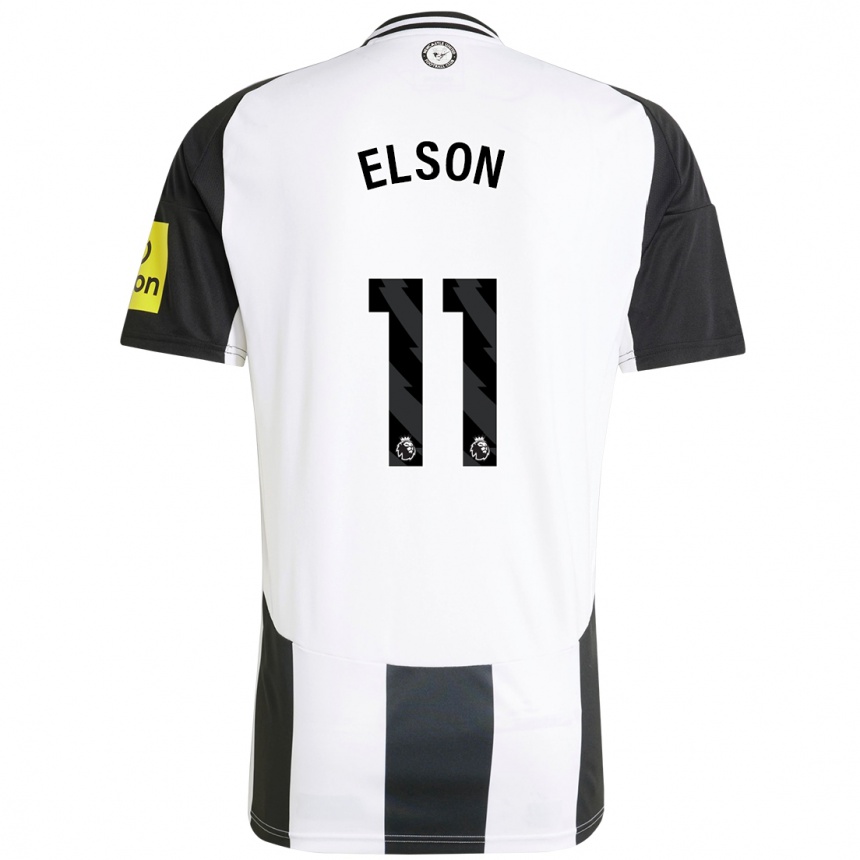 Kids Football Kacie Elson #11 White Black Home Jersey 2024/25 T-Shirt Nz