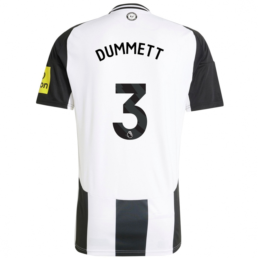 Kids Football Paul Dummett #3 White Black Home Jersey 2024/25 T-Shirt Nz