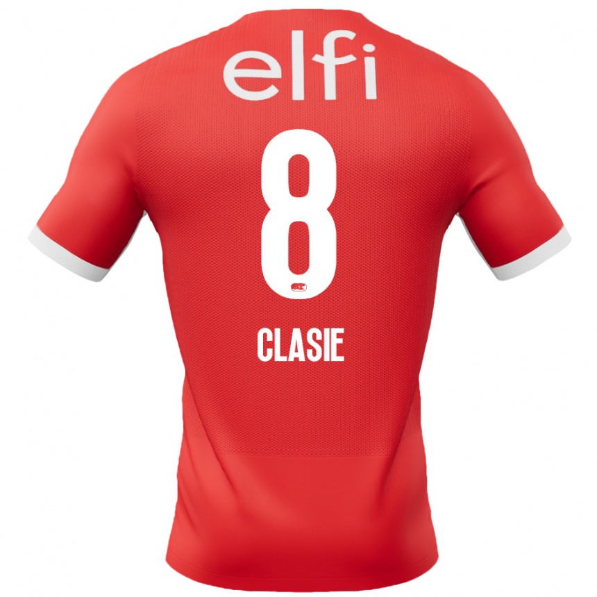 Kids Football Jordy Clasie #8 Red White Home Jersey 2024/25 T-Shirt Nz