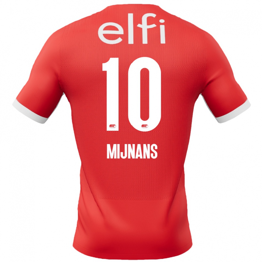 Kids Football Sven Mijnans #10 Red White Home Jersey 2024/25 T-Shirt Nz