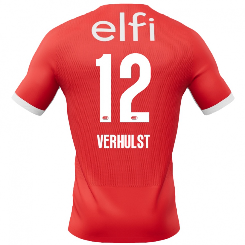 Kids Football Hobie Verhulst #12 Red White Home Jersey 2024/25 T-Shirt Nz