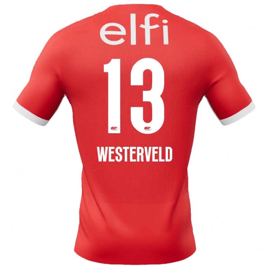 Kids Football Sem Westerveld #13 Red White Home Jersey 2024/25 T-Shirt Nz