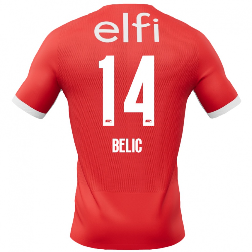 Kids Football Kristijan Belic #14 Red White Home Jersey 2024/25 T-Shirt Nz