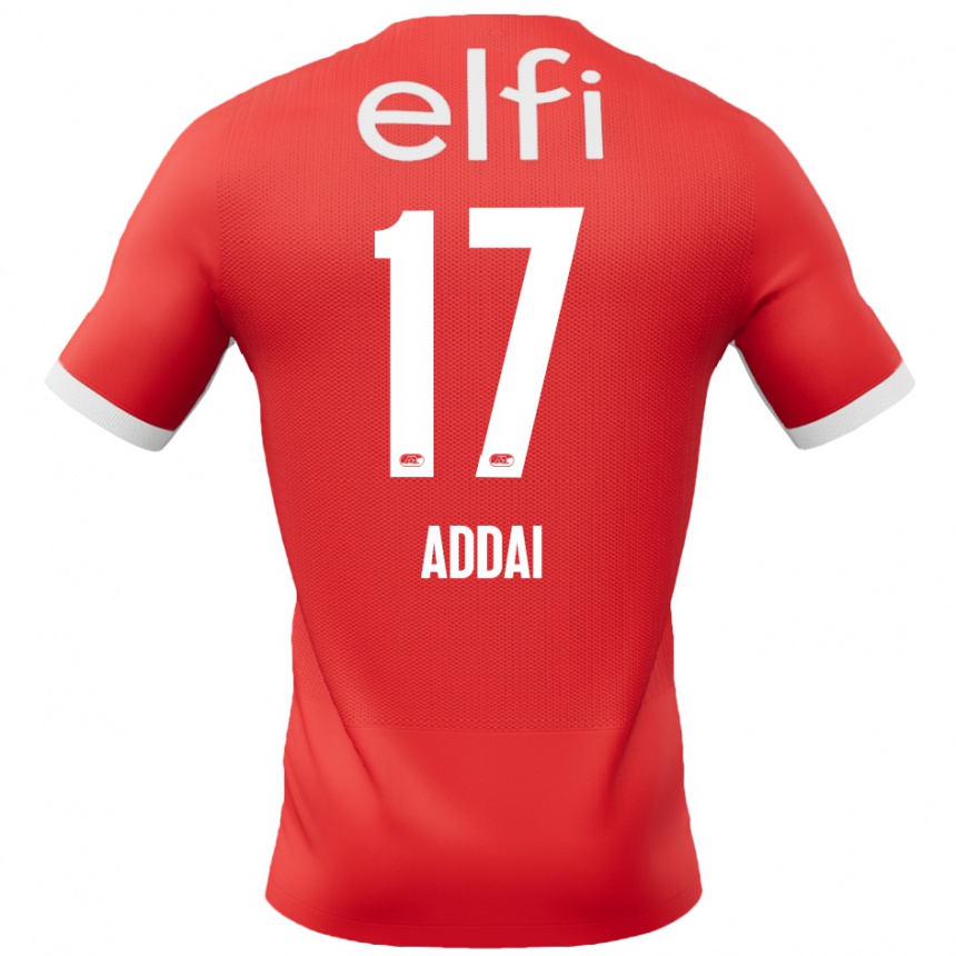 Kids Football Jayden Addai #17 Red White Home Jersey 2024/25 T-Shirt Nz