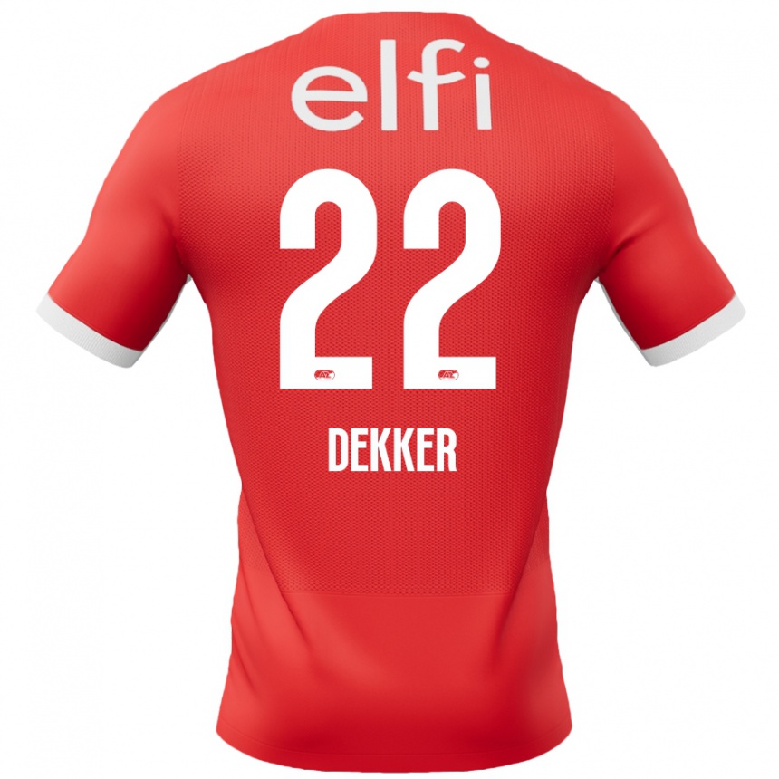 Kids Football Maxim Dekker #22 Red White Home Jersey 2024/25 T-Shirt Nz