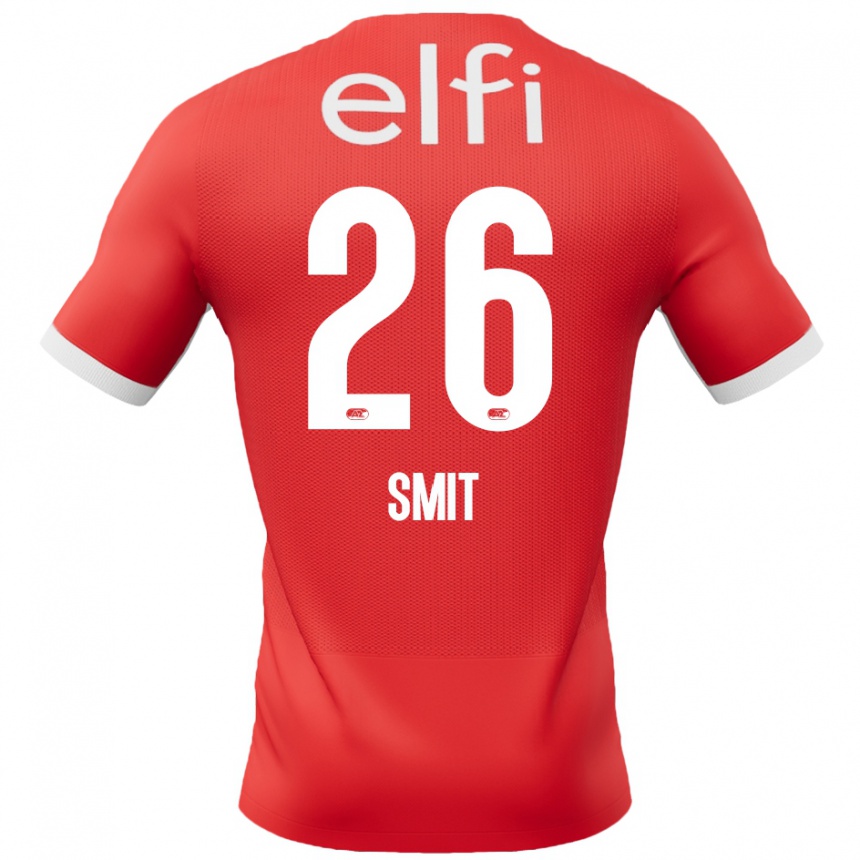 Kids Football Kees Smit #26 Red White Home Jersey 2024/25 T-Shirt Nz