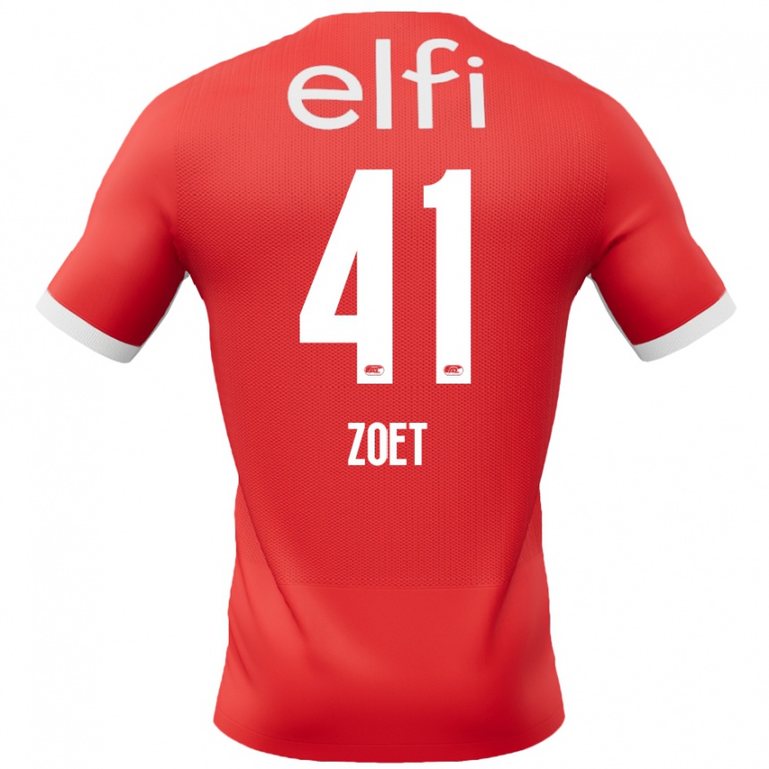 Kids Football Jeroen Zoet #41 Red White Home Jersey 2024/25 T-Shirt Nz