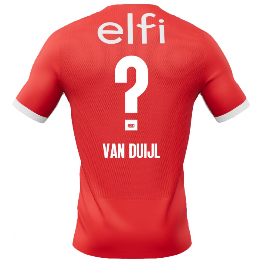 Kids Football Billy Van Duijl #0 Red White Home Jersey 2024/25 T-Shirt Nz