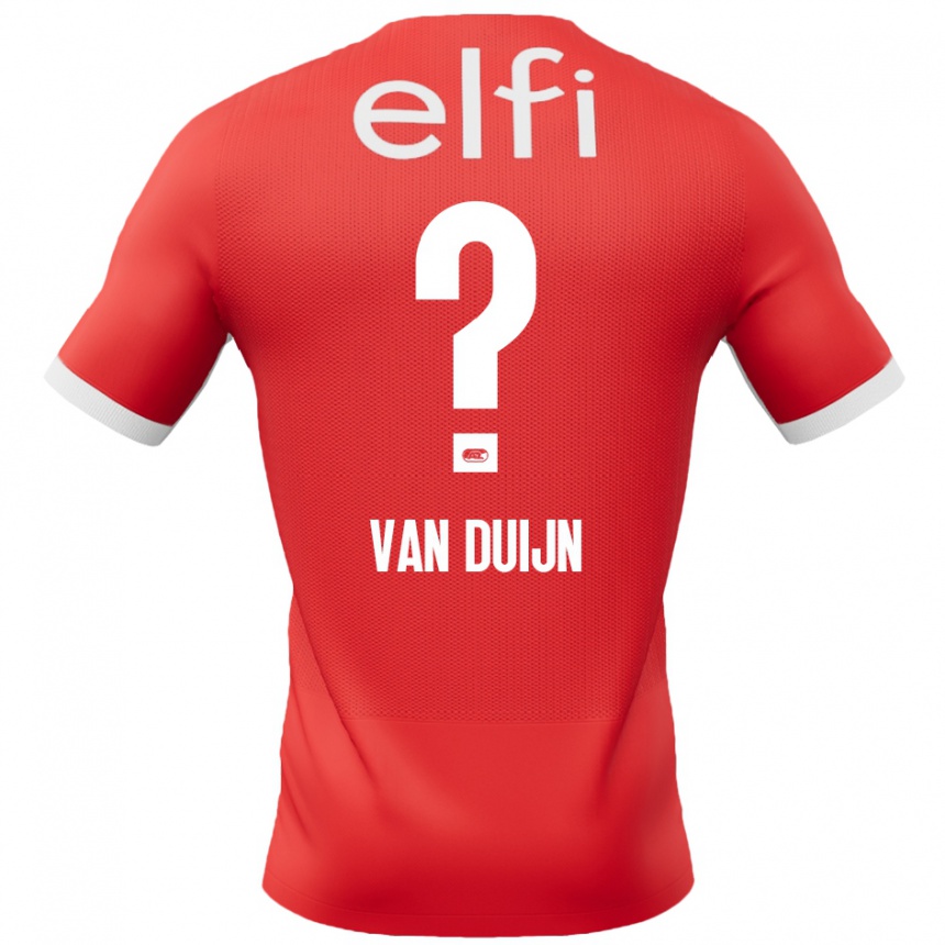 Kids Football Sem Van Duijn #0 Red White Home Jersey 2024/25 T-Shirt Nz