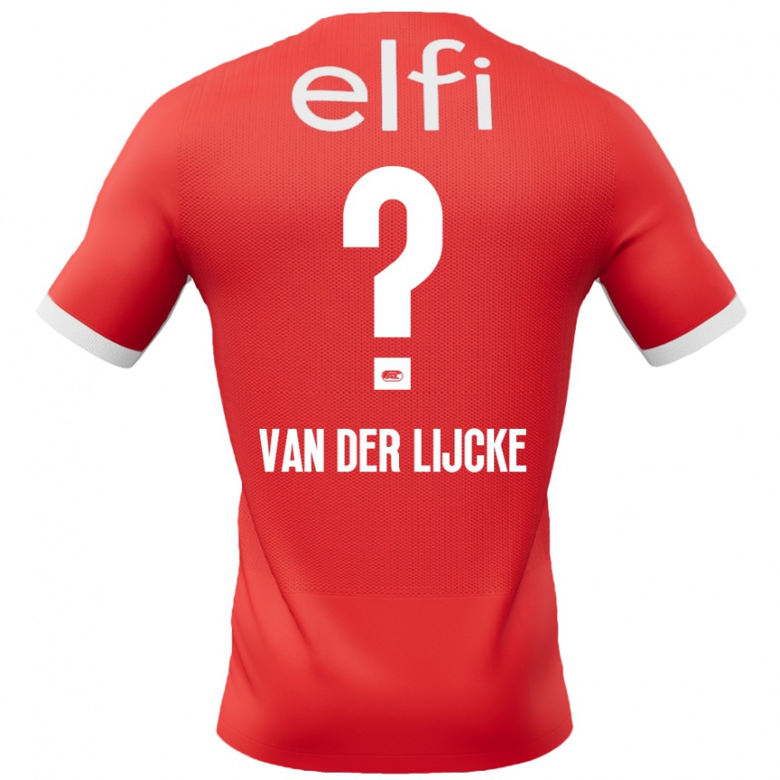 Kids Football Donny Van Der Lijcke #0 Red White Home Jersey 2024/25 T-Shirt Nz