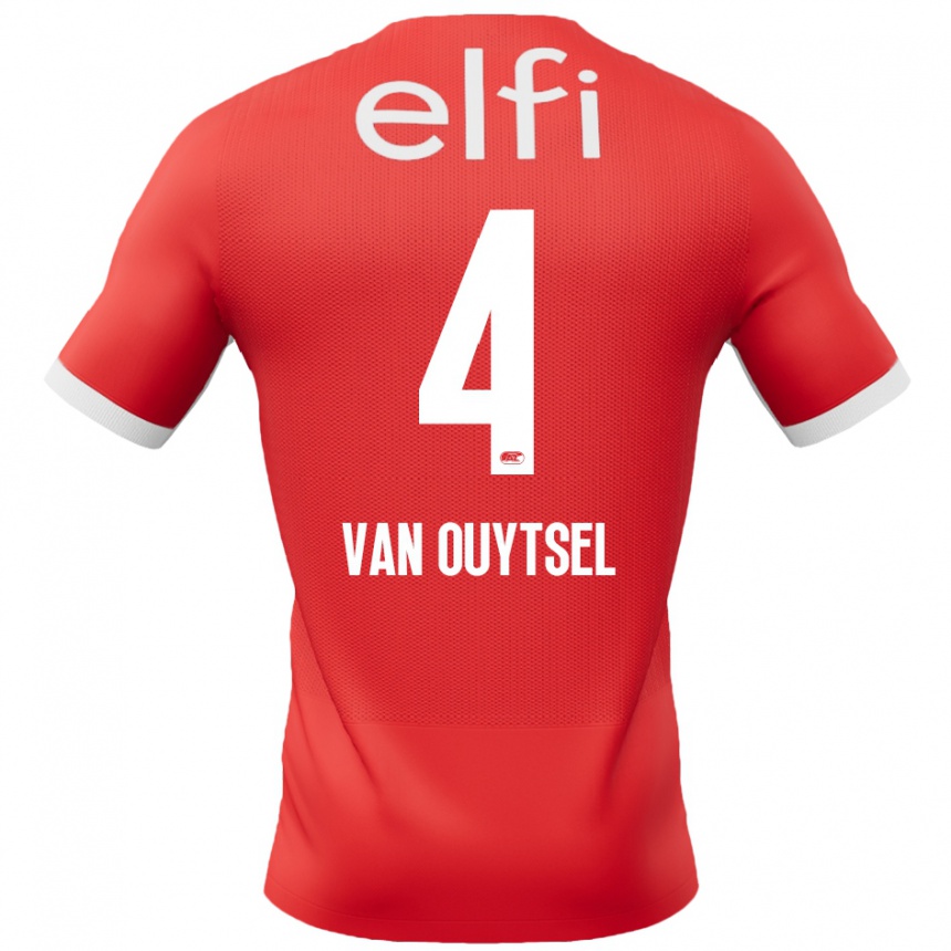 Kids Football Kevin Van Ouytsel #4 Red White Home Jersey 2024/25 T-Shirt Nz