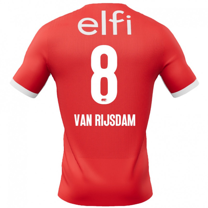 Kids Football Julian Van Rijsdam #8 Red White Home Jersey 2024/25 T-Shirt Nz