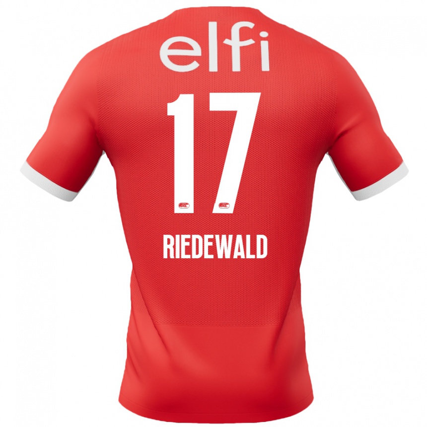 Kids Football Kenzo Riedewald #17 Red White Home Jersey 2024/25 T-Shirt Nz