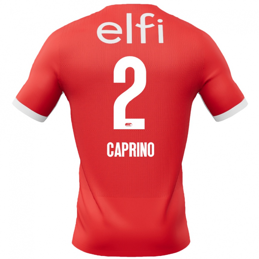 Kids Football Ginia Caprino #2 Red White Home Jersey 2024/25 T-Shirt Nz