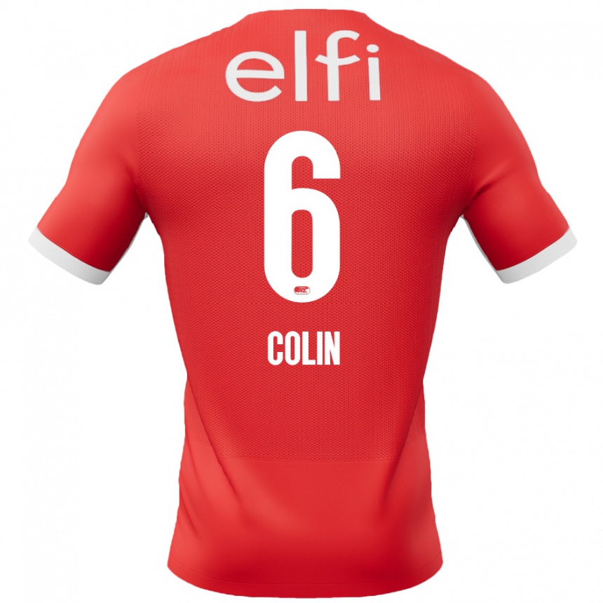 Kids Football Isa Colin #6 Red White Home Jersey 2024/25 T-Shirt Nz