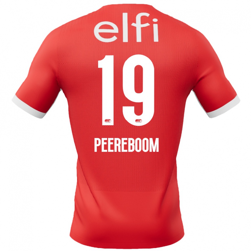 Kids Football Sanne Peereboom #19 Red White Home Jersey 2024/25 T-Shirt Nz