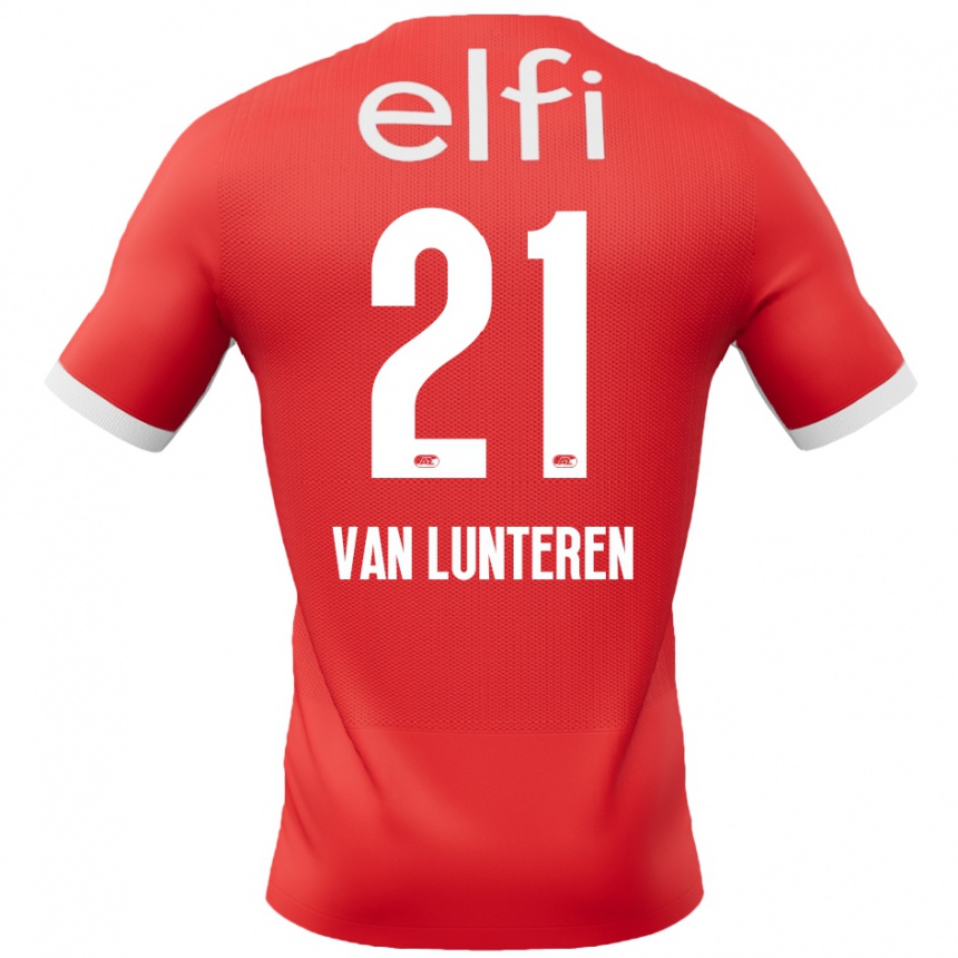 Kids Football Desiree Van Lunteren #21 Red White Home Jersey 2024/25 T-Shirt Nz